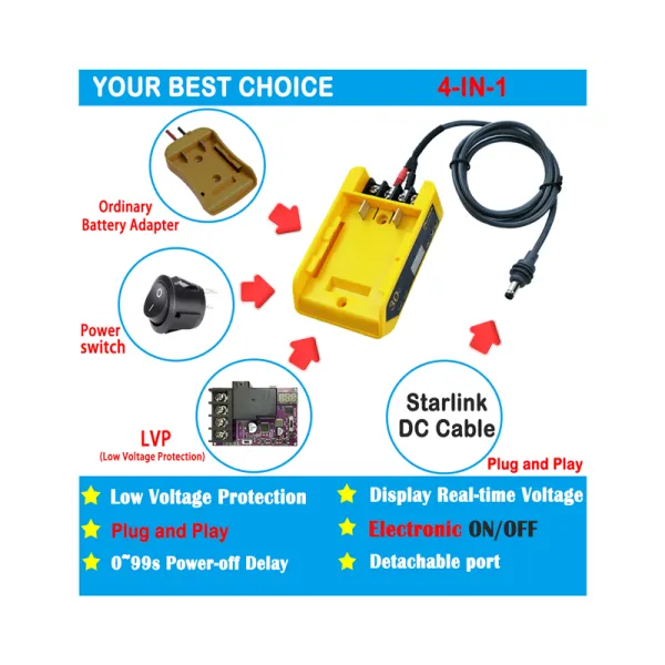 Starlink Mini Charger Adapter with LVP-30V Low Voltage Protection DeWALT Battery Adapter for Starlink Battery Pack MgcSTEM