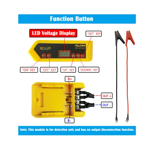 Car Jump Start Booster Cable with LVP Low Voltage Alarm Compatible with DeWALT Tool Battery Packs, Portable 8AWG 2.02FT MgcSTEM