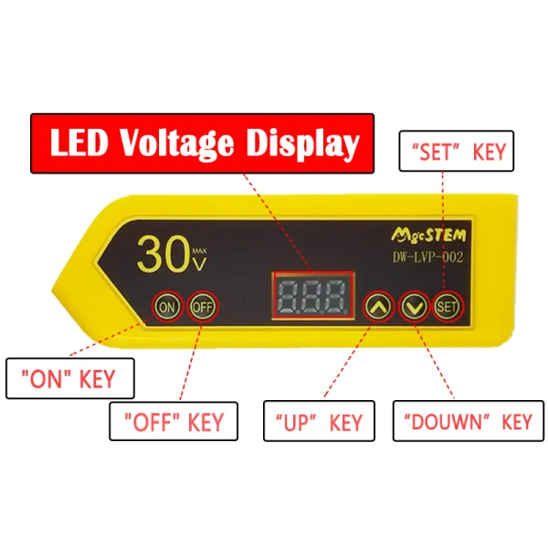 LVP-30V DeWALT 18V/20V Battery Adapter with Voltage Display & Low Voltage Cutoff MgcSTEM