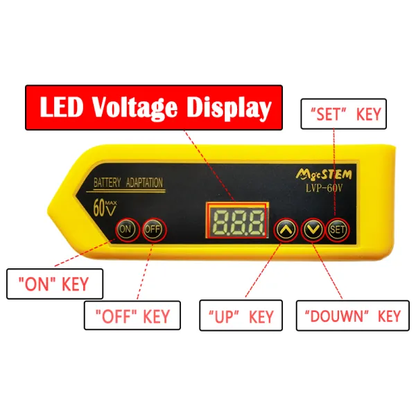 LVP-60V DeWALT 18V/20V/60V Battery Adapter with Voltage Display & Low Voltage Cutoff MgcSTEM